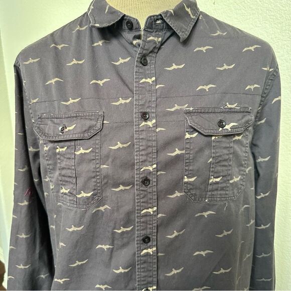 Vintage Original J.A.C.H.S. Classic Fit Charcoal Shirt Brown Birds -Men XL - Picture 2 of 6